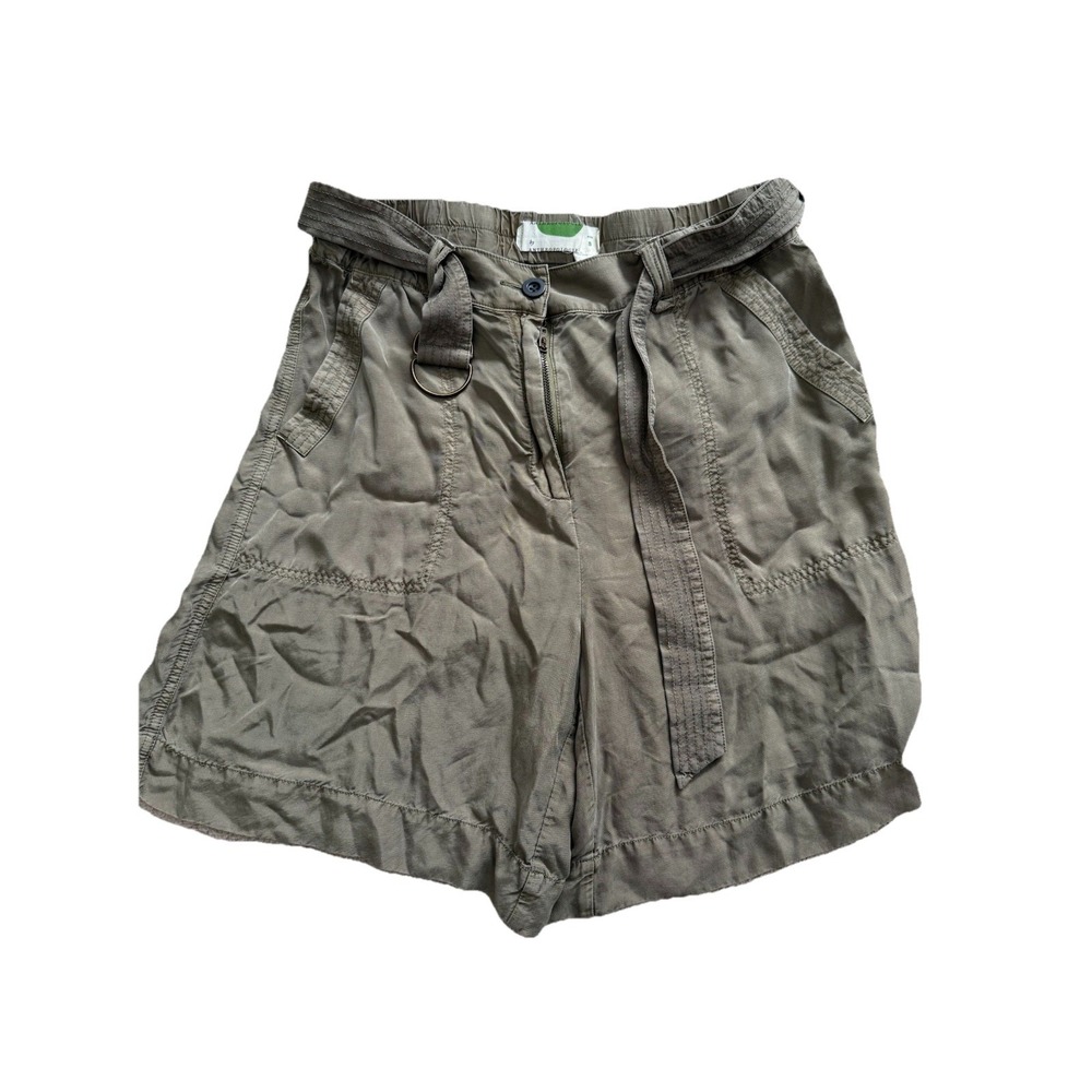 Anthropologie Womens Belted Bermuda Shorts Size‎ Small Moss Green Safari